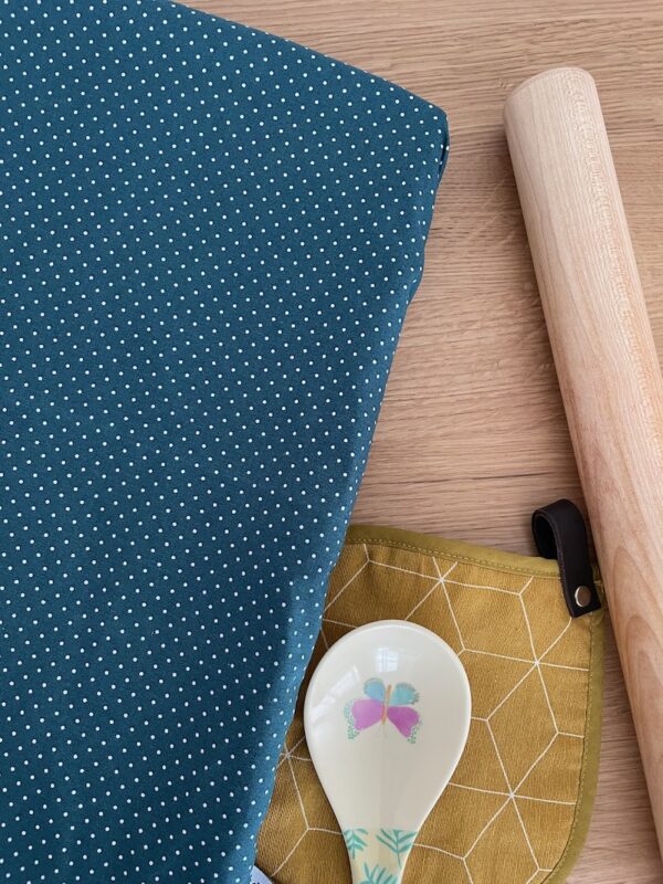 BACKBLÄCH 46x39CM (49x40) in petrol-weiss GEPUNKTET